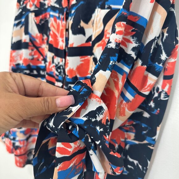 Simply Styled Womens Multicolored Button Down Top Blouse XL Long Roll Tap Sleeve - Picture 9 of 16